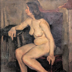 Large British Nude Oil On Canvas