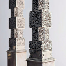 Load image into Gallery viewer, Ceylonese Silver Column Candlesticks
